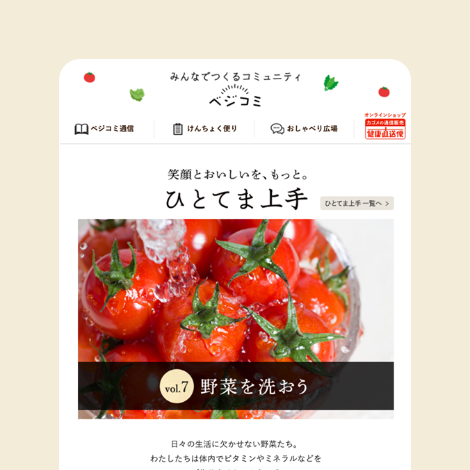 カゴメ健康直送便「ひとてま上手」の制作物